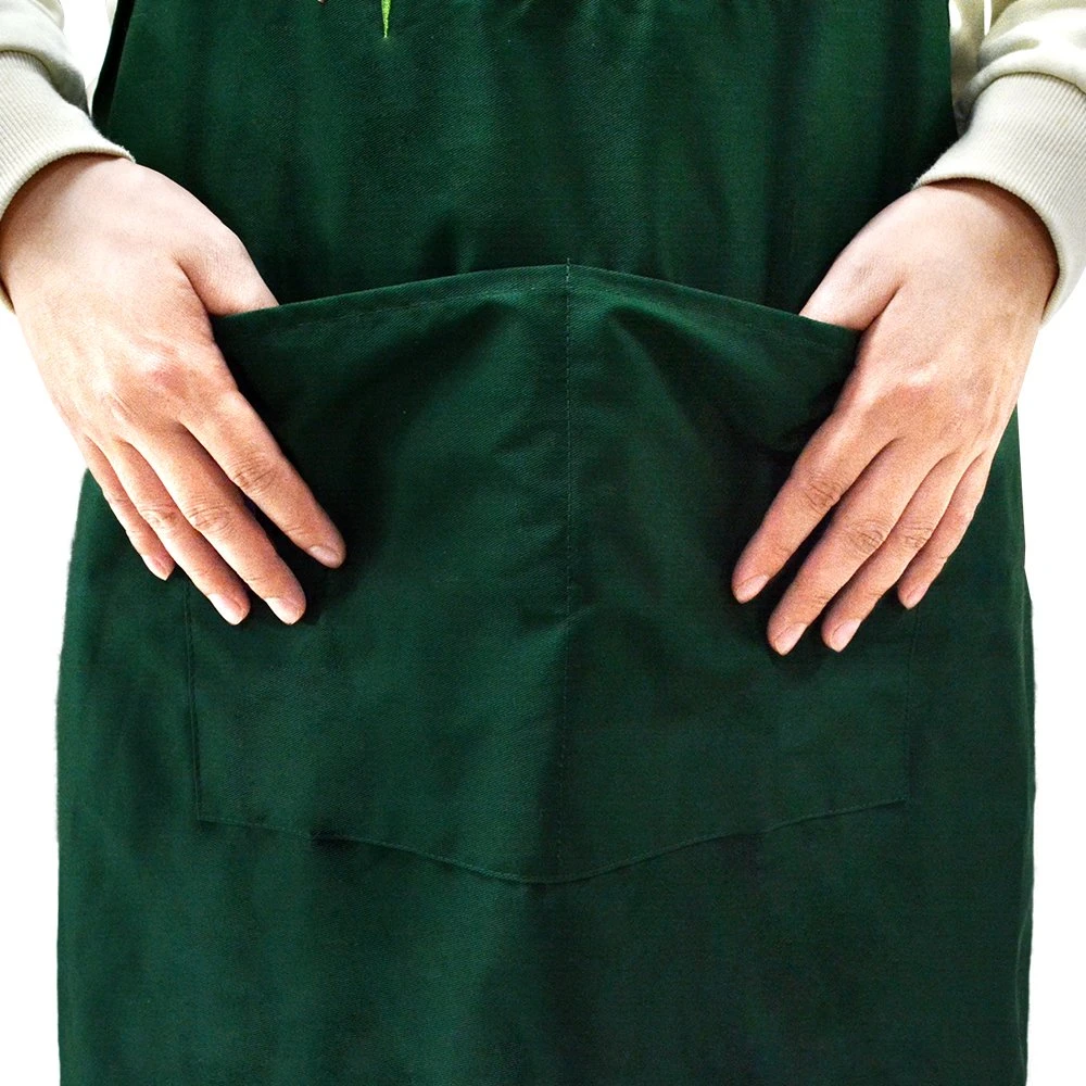 Polycotton Schürze Benutzerdefinierte Stickerei Logo Chef Schürze Maßgeschneiderte Schürzen Für Frauen