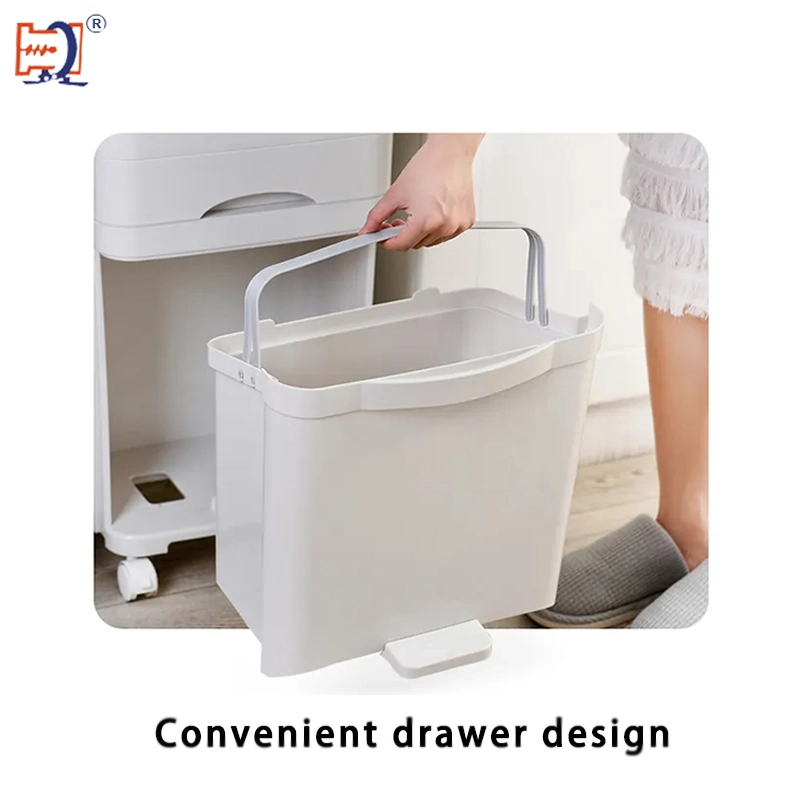 Double-Layer 4-Wheels Garbage Dustbin Rubbish Can Trash Bin