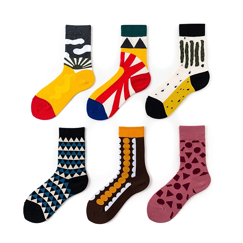 Adults Custom Sock Happy Design High Elastic Colorful Dress Breathable Sport Sock Cotton Fashion Women Men Socks