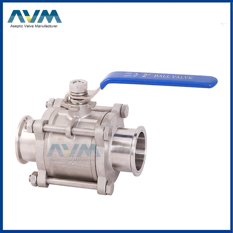 Stainless Steel Sanitary Manual Three-Piece Ball Valve with High Platform