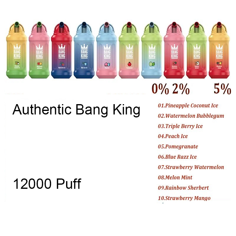 Authentic Bang King 12000 Puff 12000 E Vapores desechables para cigarrillos Pluma 0% 2% 5% vaporizador 23ml recarga malla bobina VAPE Pluma Pufflares Bang Puff 12K