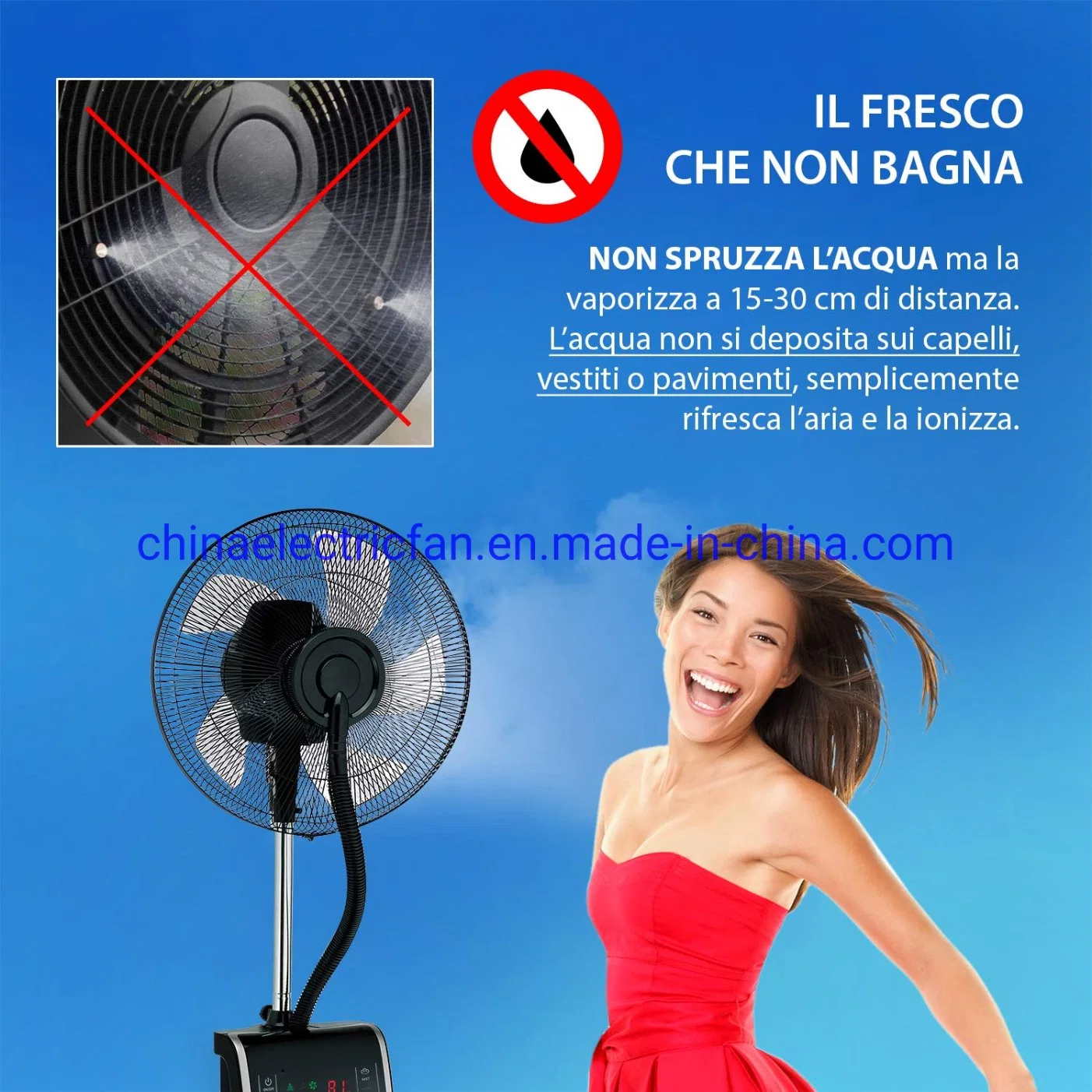 16" el ventilador de refrigeración de aire ventilador humidificador de pulverización de agua con AEA/Ce/GS/CB