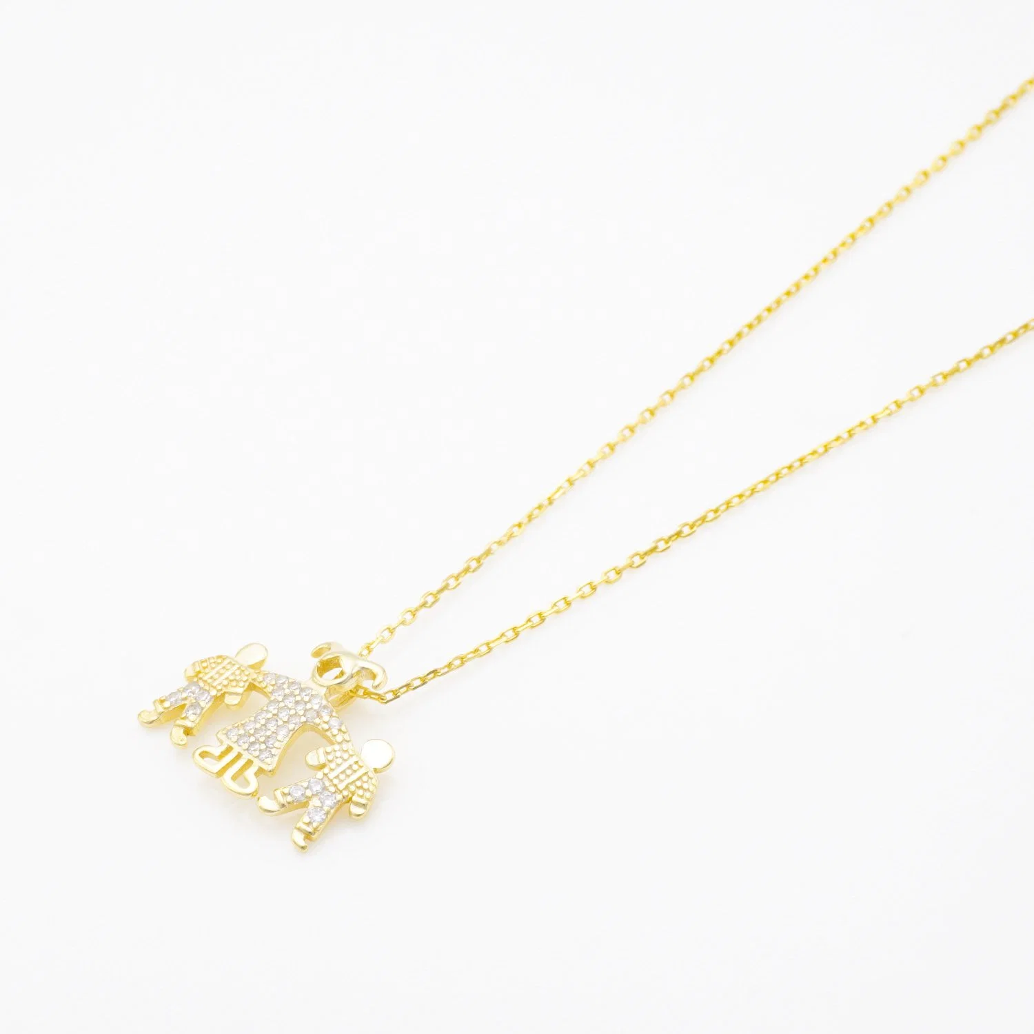 Design Simple Pretty Gold Plated Fashion Silver Jewelry Zirconia Child Pendant Necklace