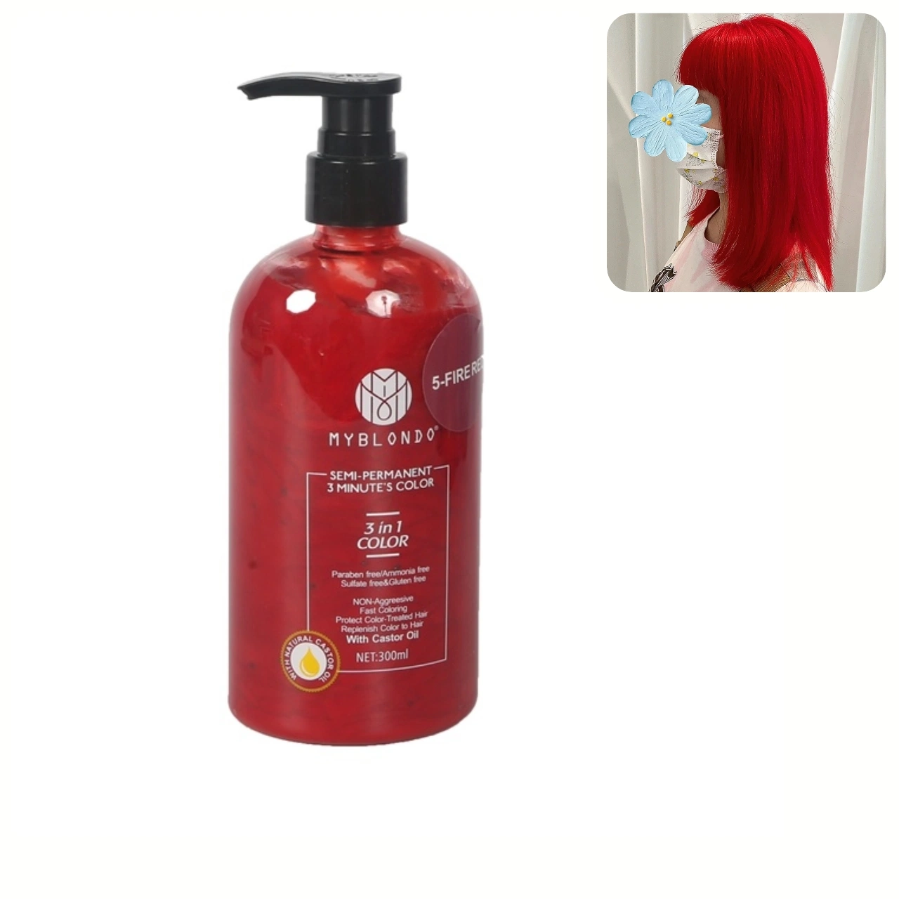 Wholesale/Supplier Professional Salon Hair Dye Color Conditioner Cream 300ml Red/Blue/Yellow