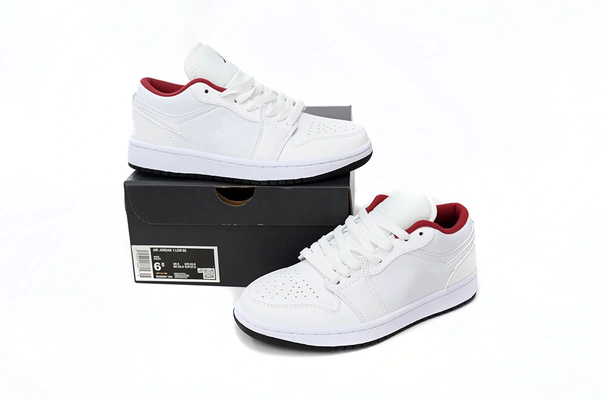  Full White and Red Replica 1st Generation Low-Cut Shoes