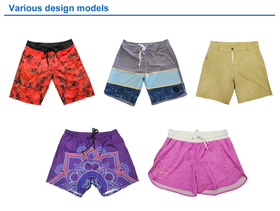 Wholesale/Supplier Leaves Print Hawaiian Blue Long Men Swim Trunks Board Shorts Clothing with Zipper Pockets