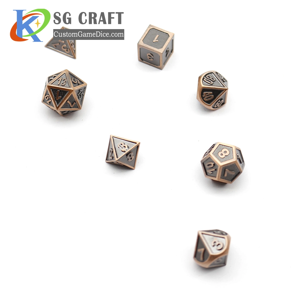 Custom Appeal High Quality Customized Color Casino Game Enamel Metal Dice Dnd Dice Metal Polyhedral Dice Set