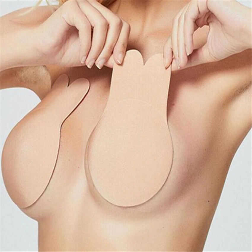 Sutiã de coelho Auto-adesivo para mulher Sticky Invisible silicone Strapless Sutiãs sem costas