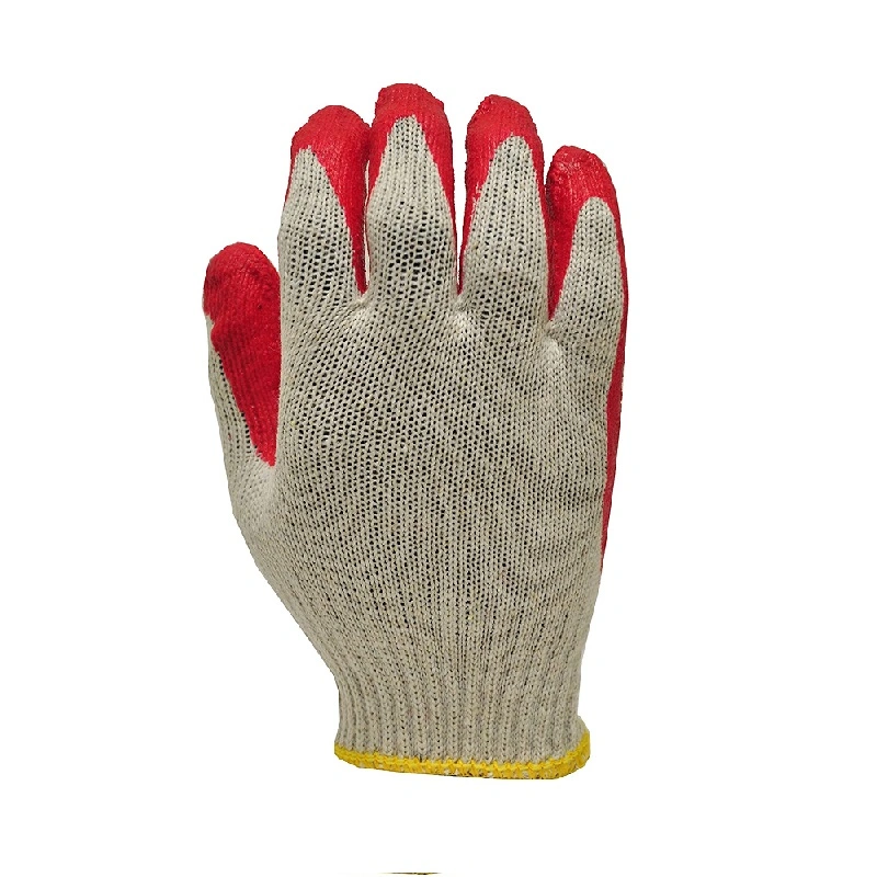 Coton transparente des gants de travail lisse latex rouge paume enduite de la sécurité des gants de travail à des fins générales