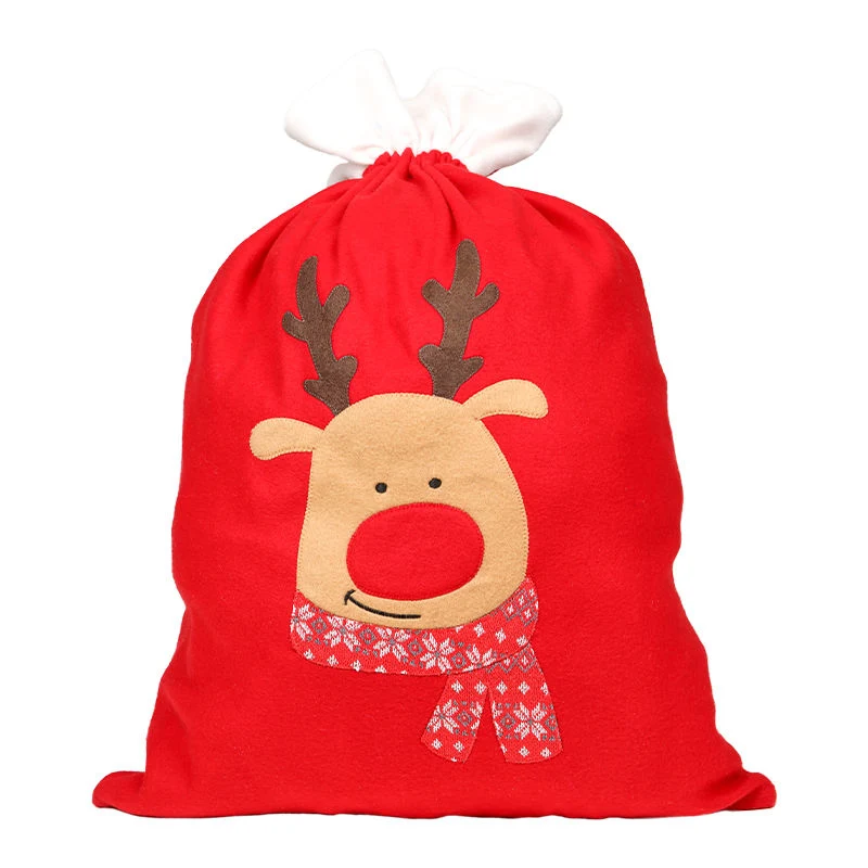 Regalo de Navidad de Navidad de Santa Venado de terciopelo rojo no tejido Juegos de bolsas