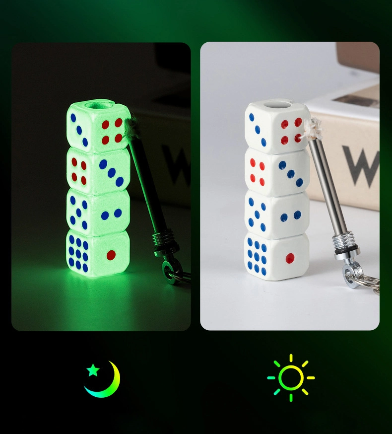 New Kerosene Lighter Luminous Dice Portable Key Chain Lighters Match Oil Permanent Matches Lighter