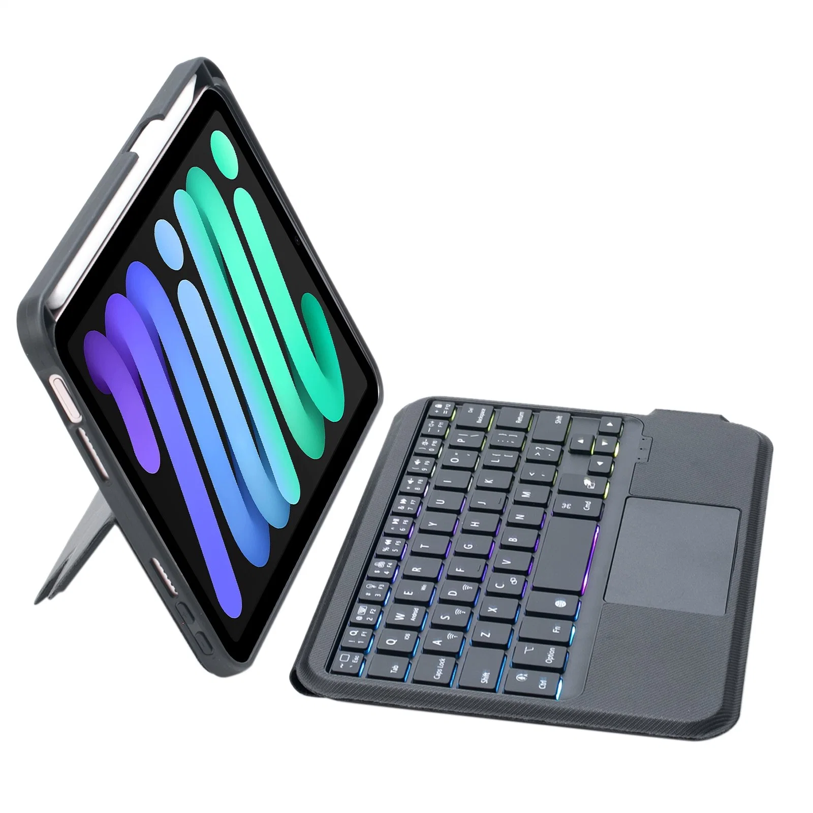 Portable Pen Holder Leather Detachable Tablet Wireless Bluetooth Keyboard for iPad Mini6