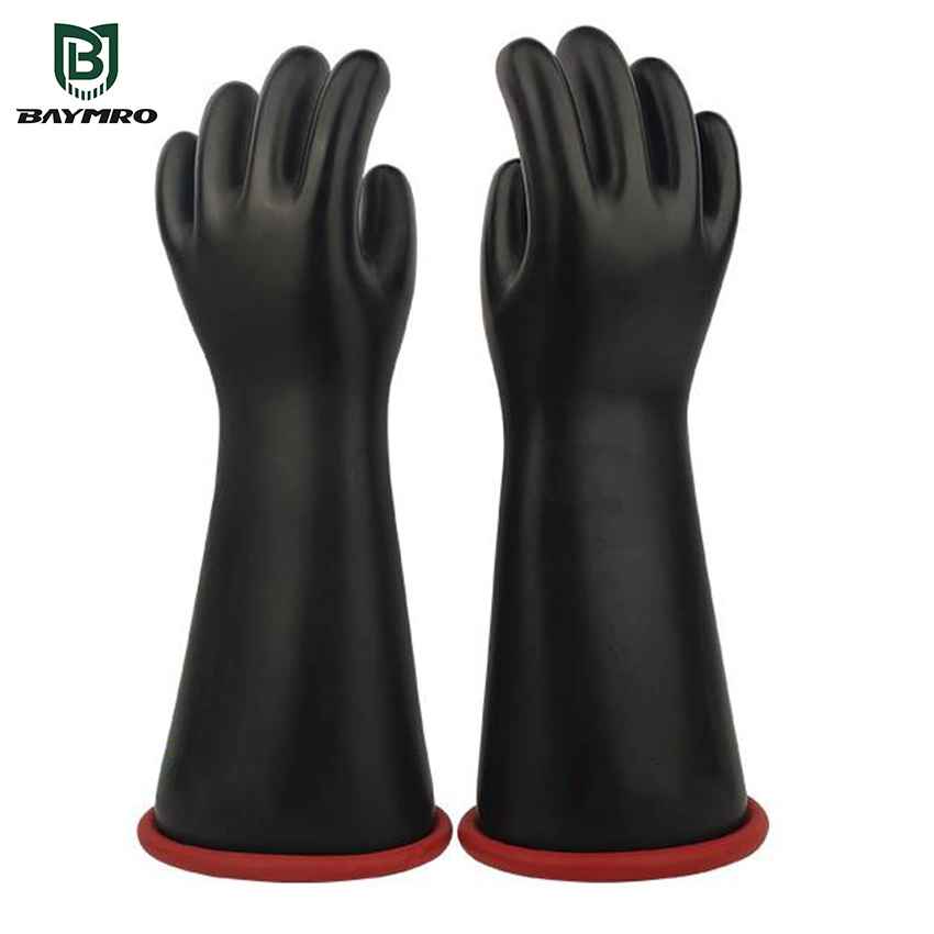 Class 4 Black Latex Insulation Test Voltage 40kv Electrical Insulating Gloves