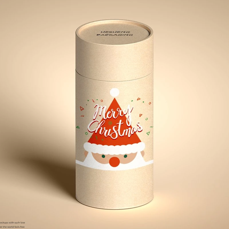 Eco Friendly Christmas Gift Paper Tube Packaging with Custom Logo Printed and Matte Vanish