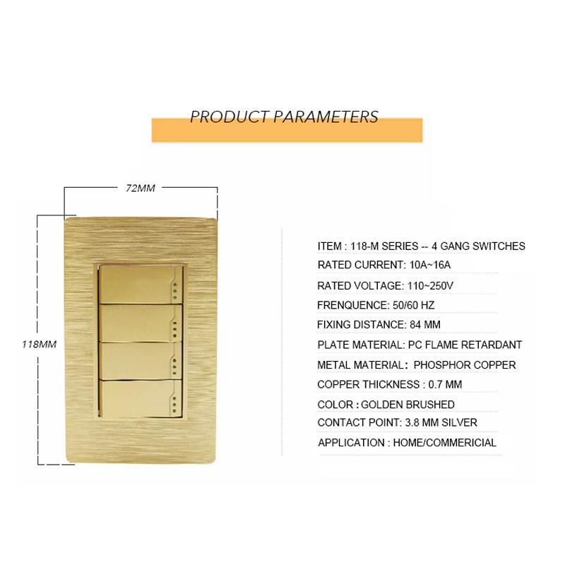 118 Tipo 4 pista 2 Caminho Home Hotel Interruptor de parede