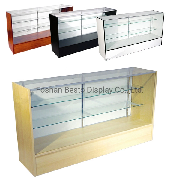 4 Pieds Vitrine Blanche avec un Design à Vision Complète en MDF Mélaminé et Verre Trempé pour Magasin de Vape, Magasin de Tabac, Magasin de Cigarettes, Magasin d'Électronique.