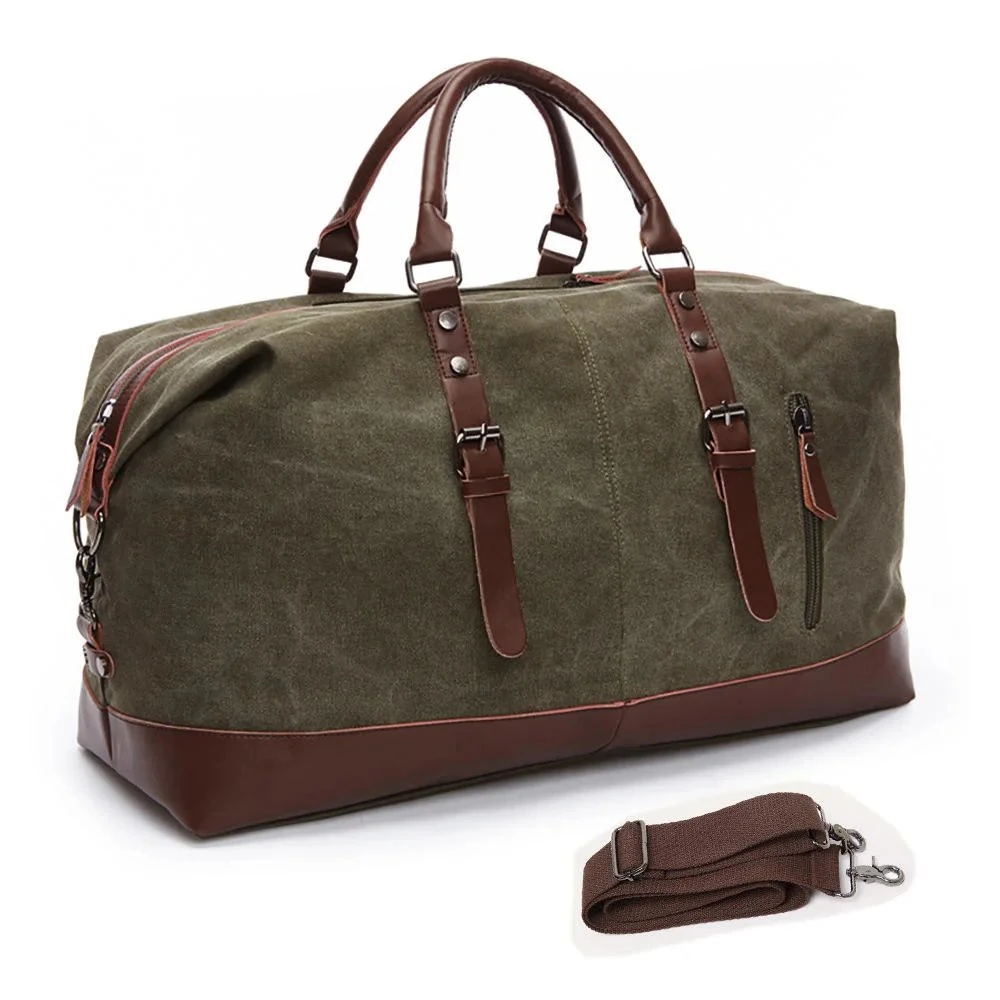 Classic New Fashion Retro Large-Capacity Travel PU Canvas Men&prime; S Portable Messenger Bag