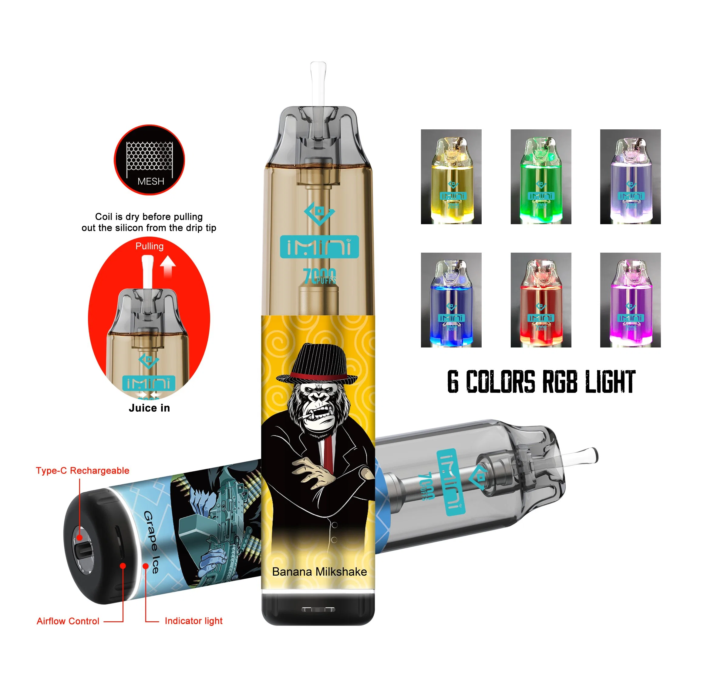 Wholesale/Supplier Germany France Spain Vaper Mini Rechargeable E Cig Best Price 7000 8000 Puff Fruit Flavor Wape Shisha Randm Disposable/Chargeable Electronic Vape Pen Hookah