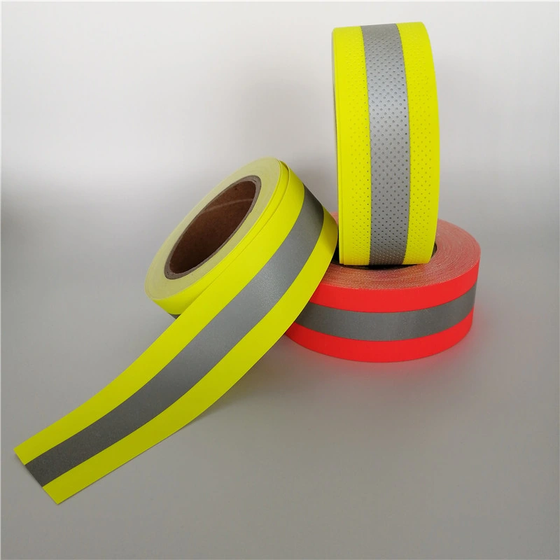 Fluorescent Yellow Flame Retardant Grade Cotton Reflective Warning Tape