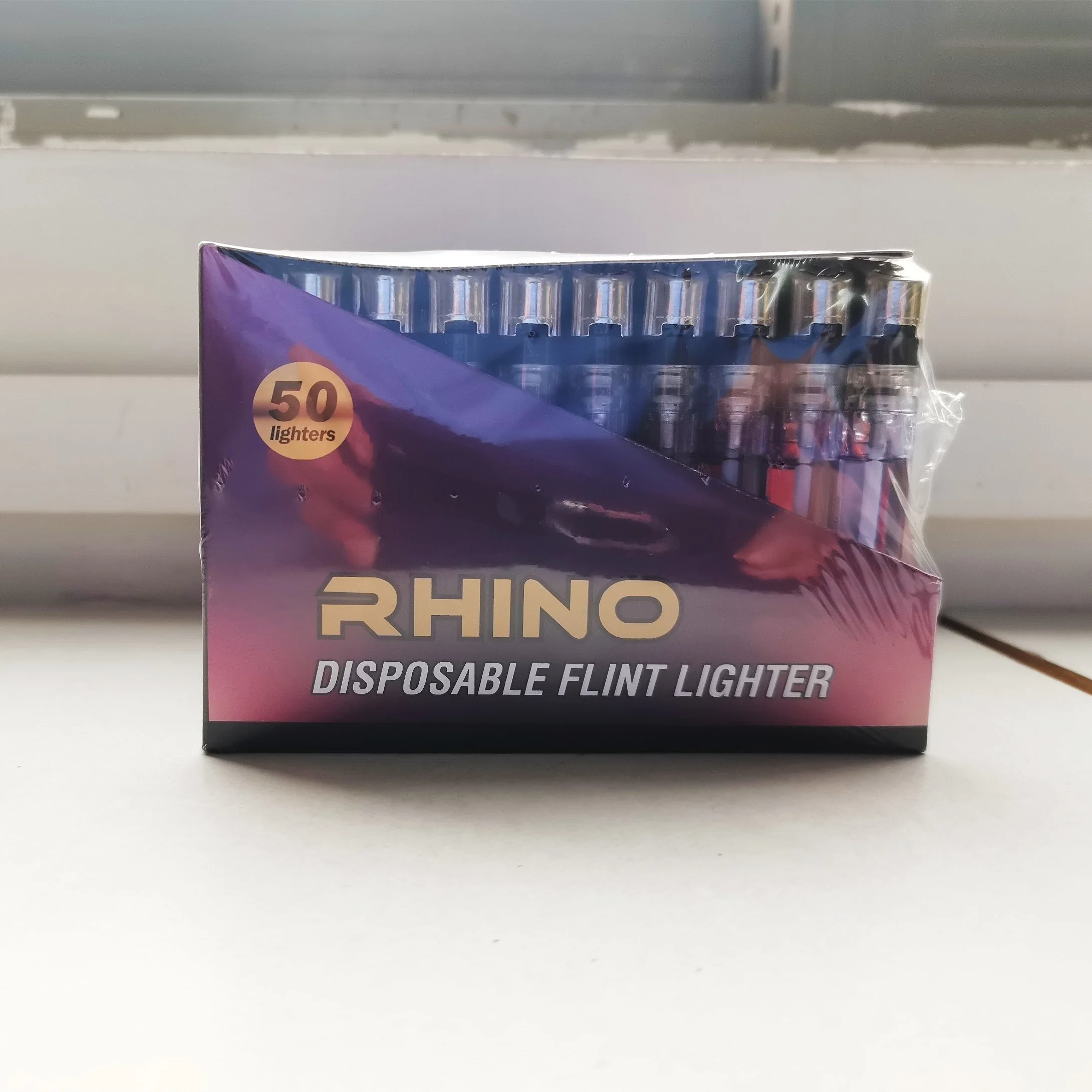 Rhino Lighter in USA Assorted Colors 50 Count Tray Easy to Carry