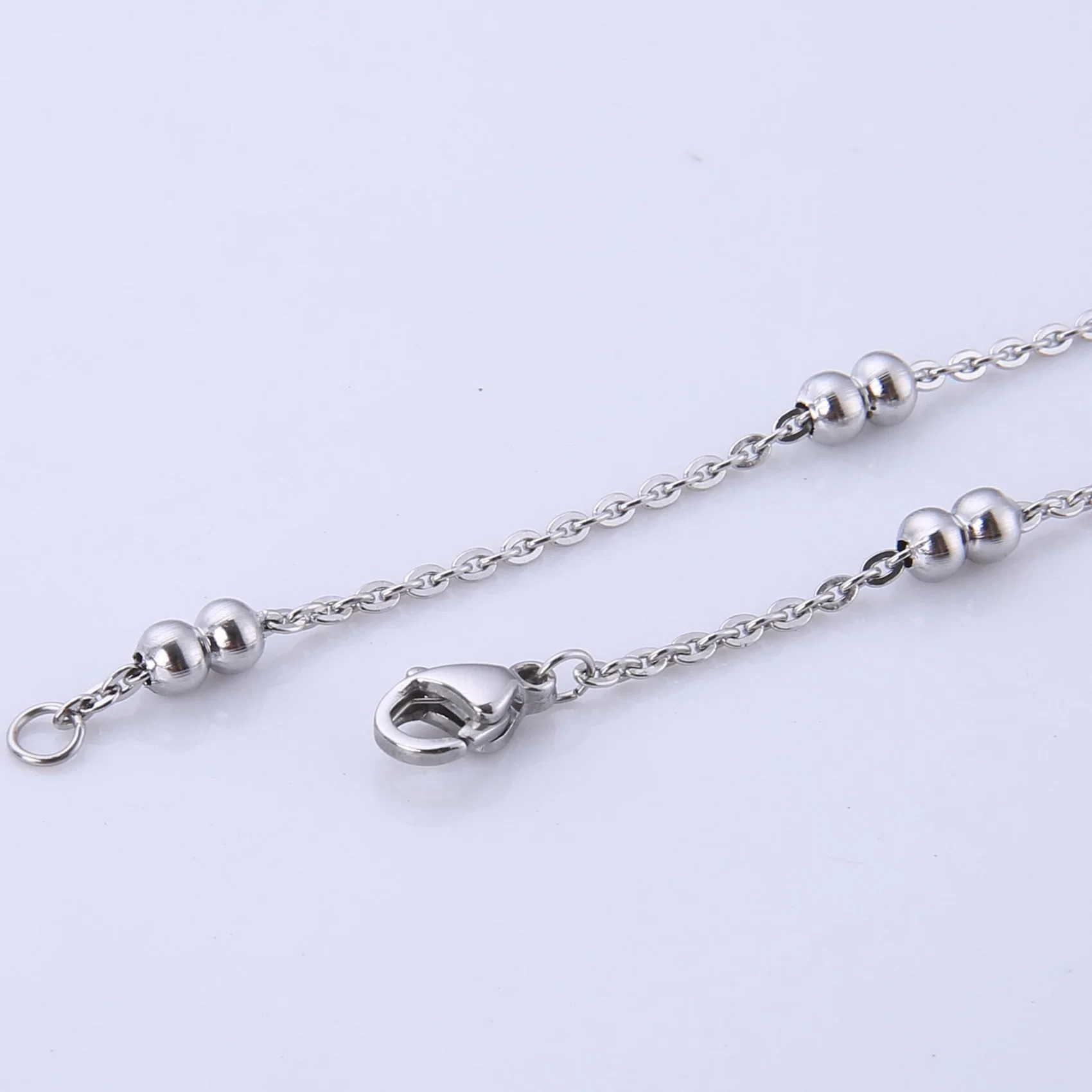 Stainless Steel Necklace Double Beads Cross Link Chains for Woman