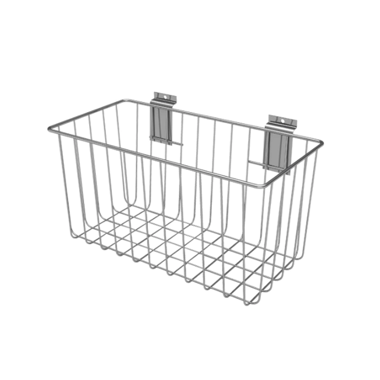 Hot Sale Hanging Storage Slatwall Metal Wire Mesh Display Basket