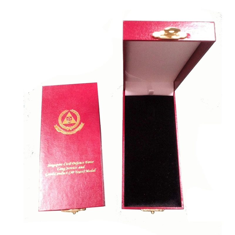 Benutzerdefinierte Luxus Goldmünze Geschenk Verpackung Medaille Kunststoff-Box mit Metallknopf