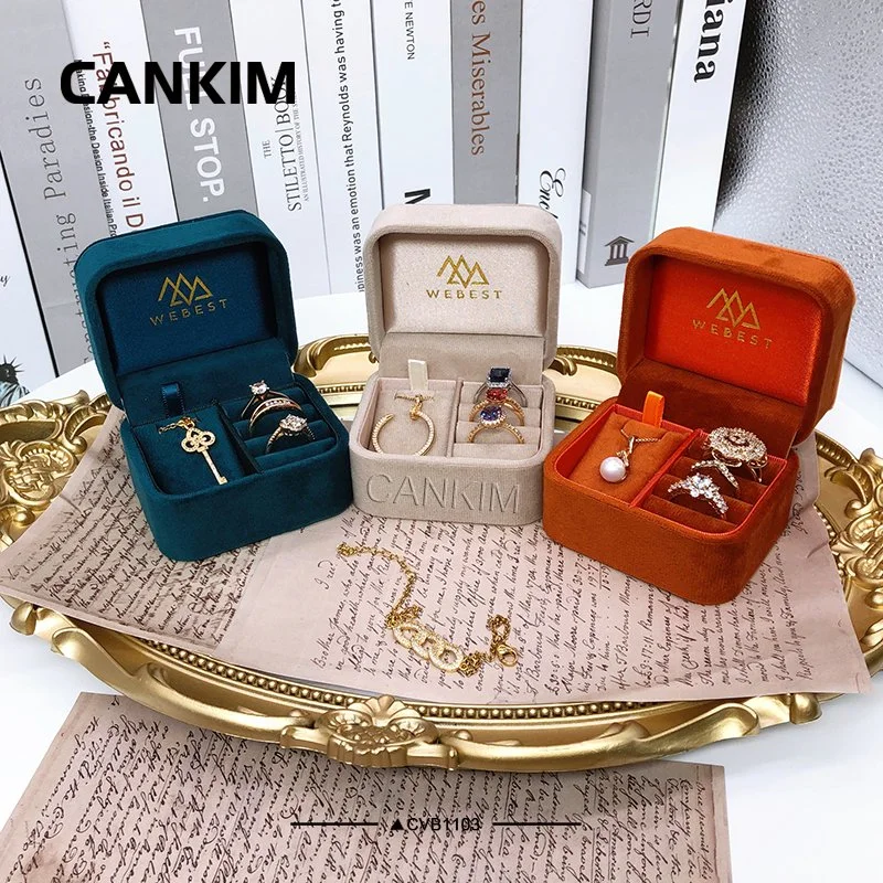 Cankim Custom Fashion Velvet Geschenkbox Velvet Boxen Verpackung Schmuck Samt Box für Ring und Anhänger Halskette