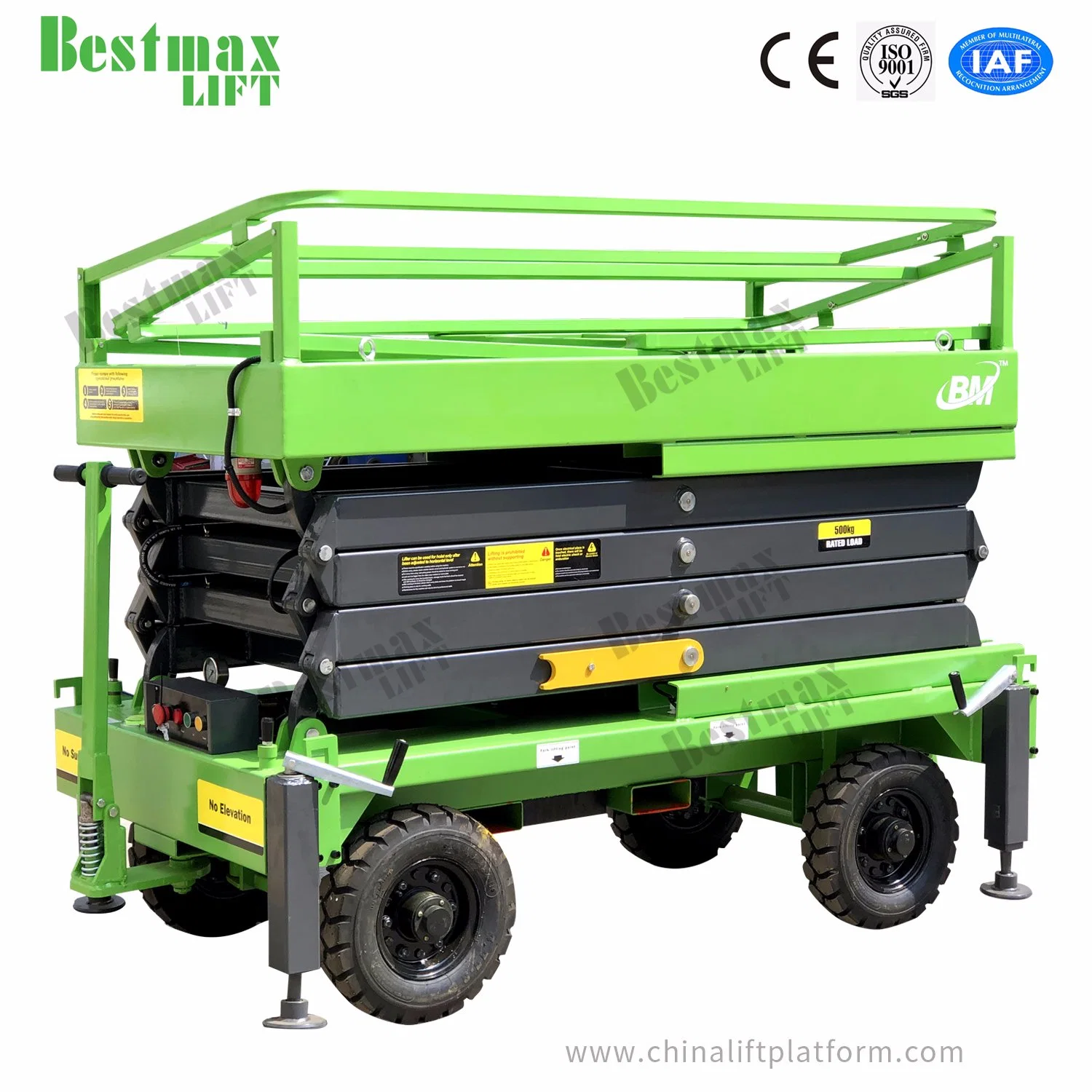 7.5m Platform Height 500kg Load Capacity Push Around Lifting Equipment