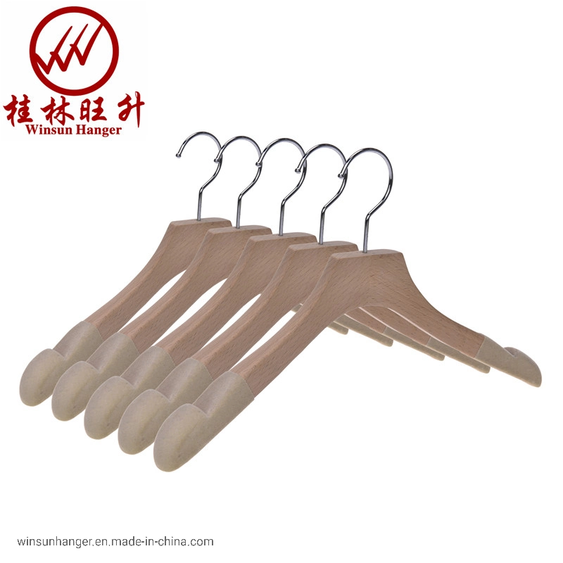 Fashionable Wooden Coat Hanger with Flocked Anti-Slip Shoulder&#160;