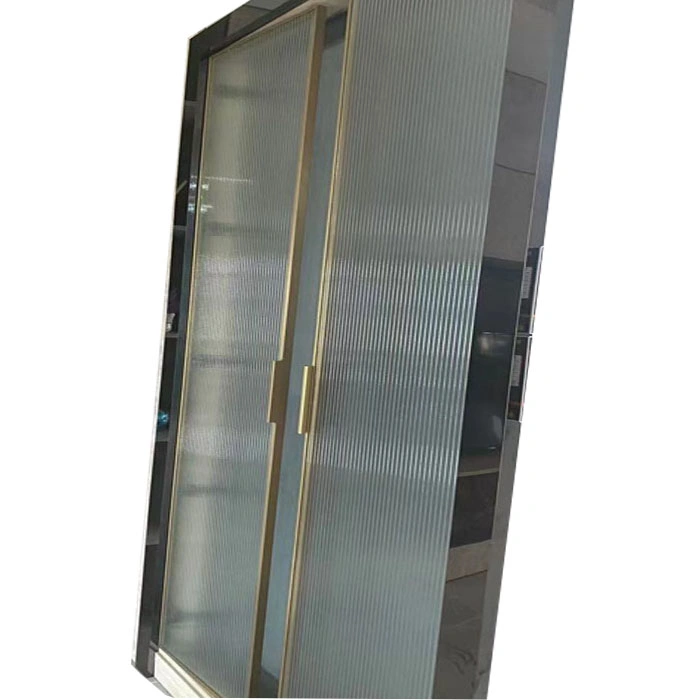 Slim Frame Aluminum Door with Reed Fluted Tempered Glass