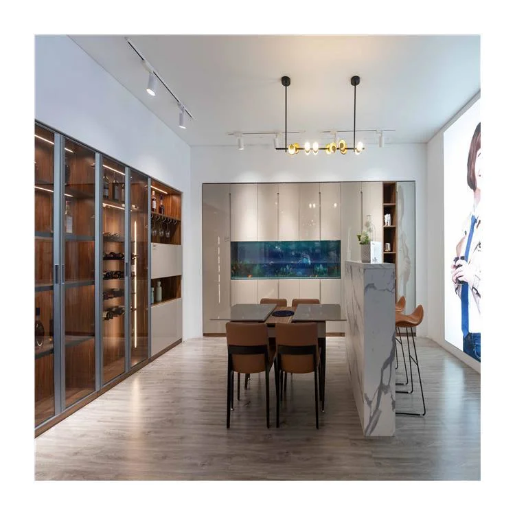 El Lujo moderno diseño de armarios Muebles de Cocina Cocina satinado gris personalizado