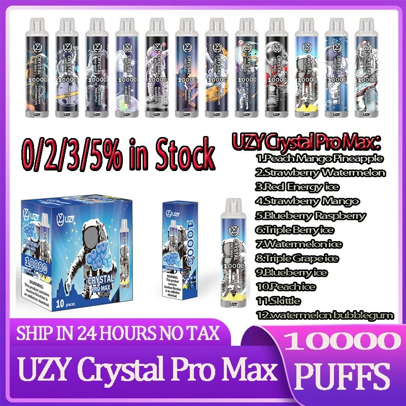 الجملة الأصلية Uzy Crystal PRO Max 10000 بوف السجائر القابلة للاستعمال مرة واحدة البطارية، السجائر الإلكترونية القابلة لإعادة الشحن، وق Vape 10K