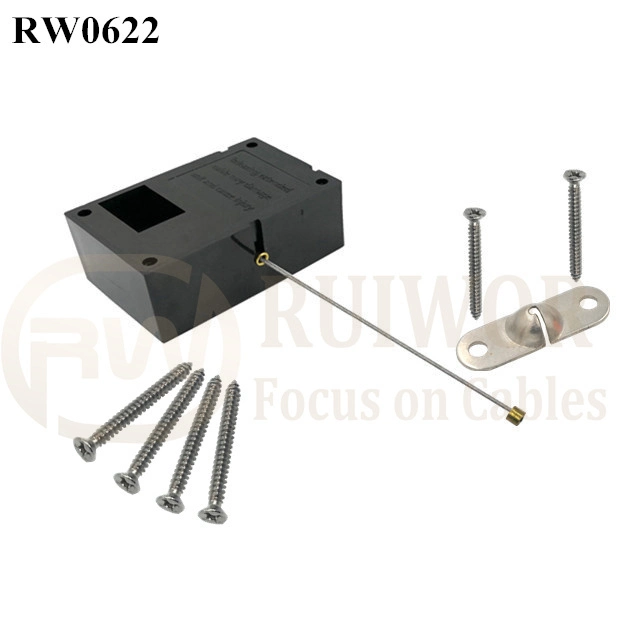 RW0622 Câble rétractable à cliquet cubique plus fonction de cliquet et 10x31mm deux vis de plaque de métal ovale perforé de connecteur installé par