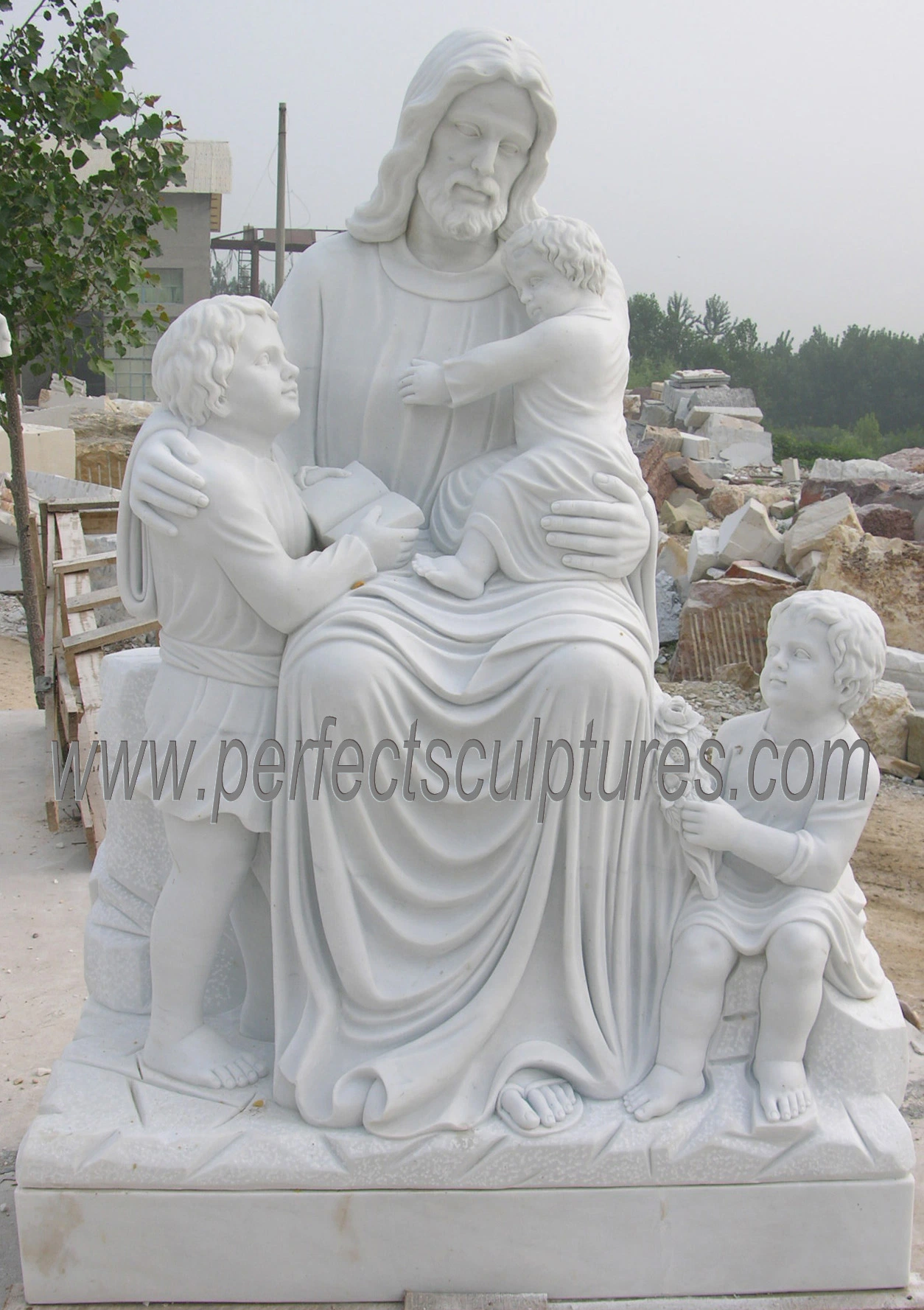 Estátua católica de Cristo tallada a mano en piedra, escultura de Jesús de mármol para iglesia religiosa decorativa en el jardín del hogar (SY-X1212)