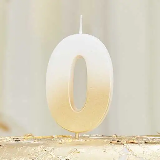 Vela de número blanco popular al por mayor con oro Ombre colorear para Fiesta de cumpleaños