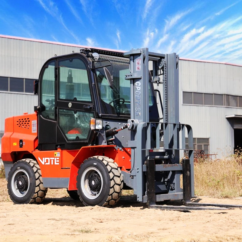 China Hersteller Neue Gabelstapler 4WD Diesel Gabelstapler zuverlässige Pumpe Komponente ISO CE zertifiziert Farm verwendet Offroad-Gabelstapler