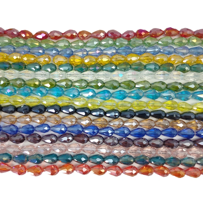 Wholesale Electroplated Bright Color Straight Hole Water Drop Beads