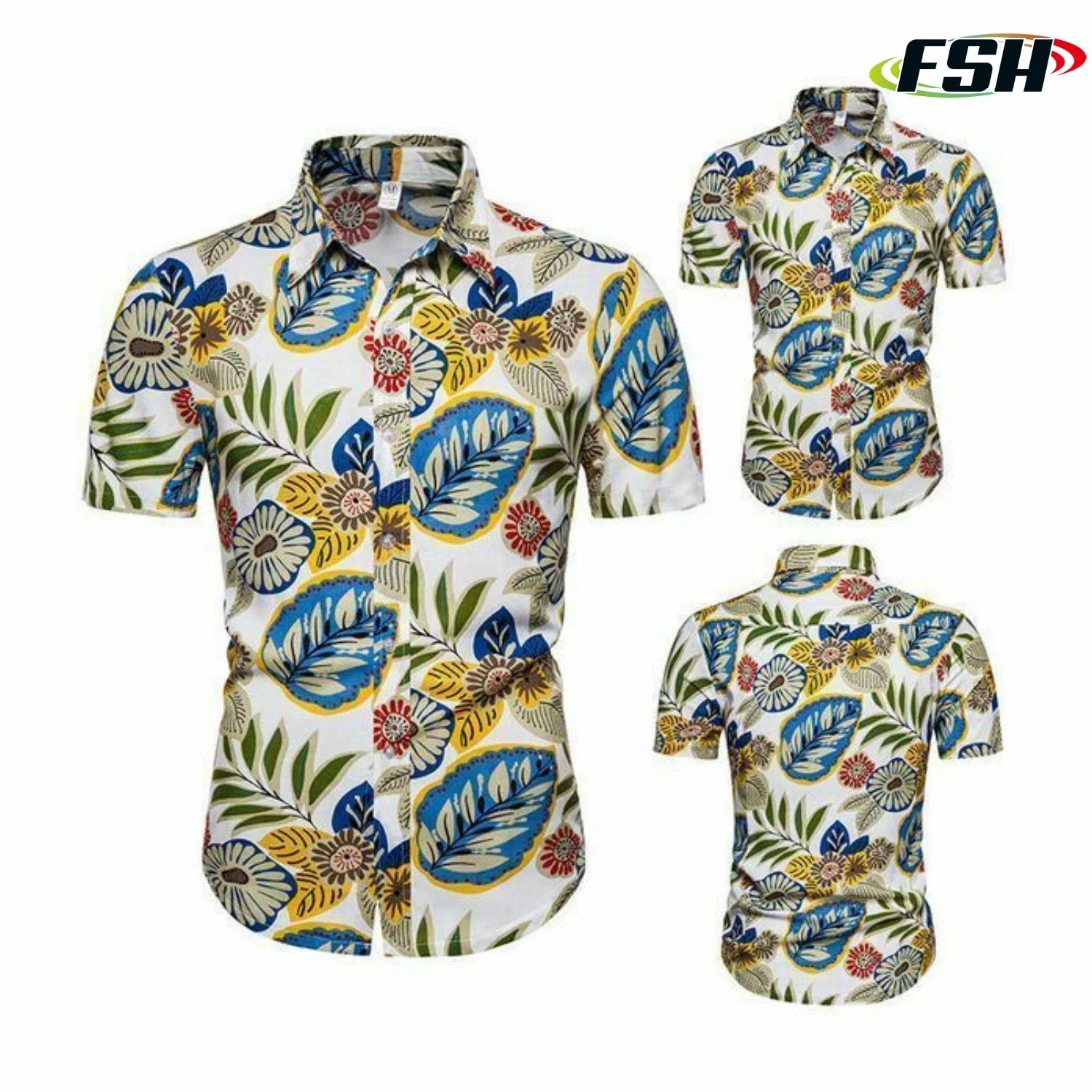 Urlaub Hawaiian Shirt Set Allover Logo Kurzarm Camp Custom Gedruckt Hawaiian