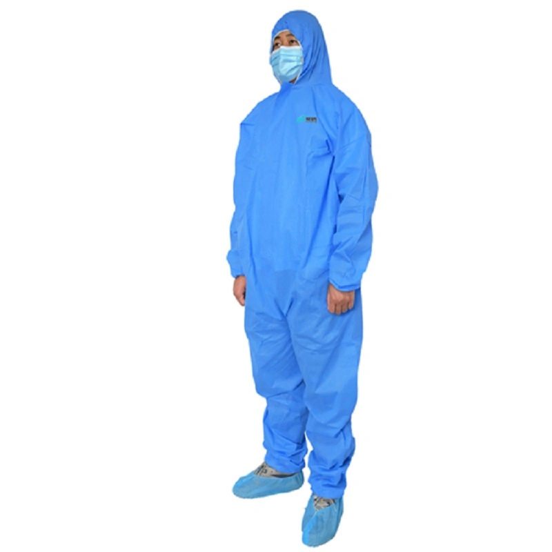 Disposable Non Woven Coverall Long Front Zipper Elastic Waistband & Cuffs PP Coverall