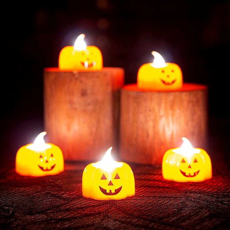 Decoration Desktop Decal Halloween Glowing Pumpkin Lantern Candle Battery Operated LED Tea Light