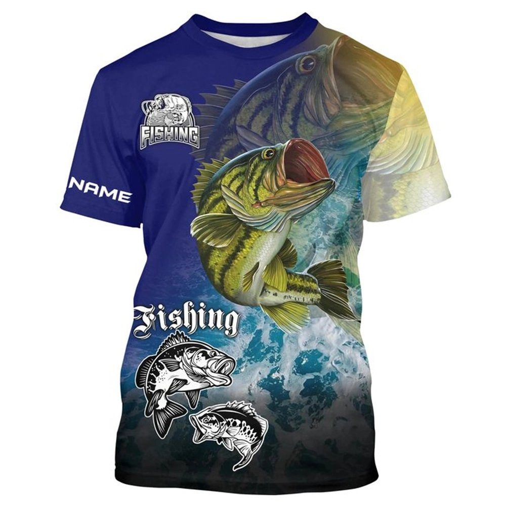 Individuell angefertigter Digitaldruck mit Anti-UV-Sonnenschutz für Bekleidung Sublimation Kurzarm-Angelshirts Mit Schnelltrocknende Fishing-Bekleidung