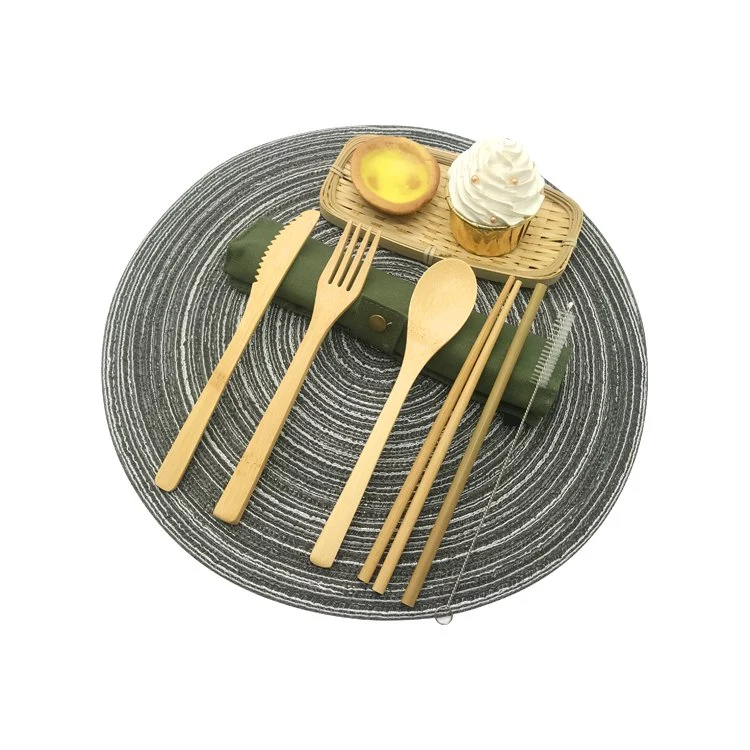 1 Knife+1 Fork+1 Spoon+1 Chopsticks+1 Bamboo Straw+1 Brush Set OPP Bag Package Reusable Eco-Friendly Bamboo Cutlery Set