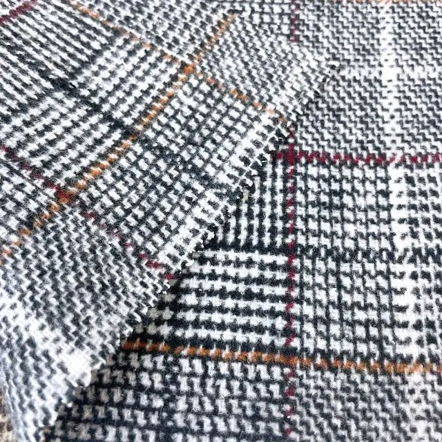 Hot Sale Tweed Wool Fabric Woven Suit Women Brushed Polyester Fleece Fabric Woven