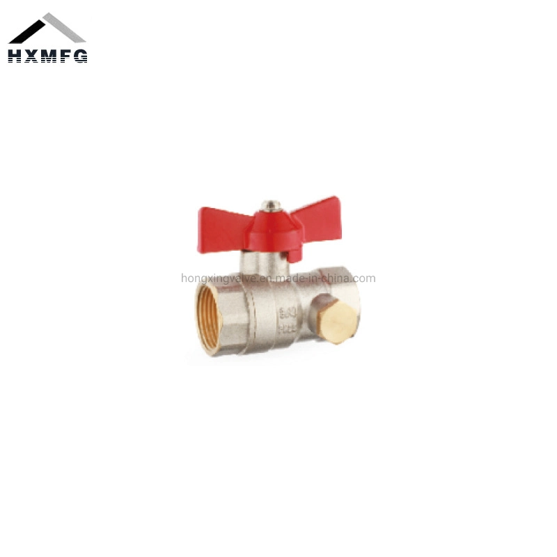Brass Nickel Plate Female Thread Butterfly Ball Valve with Drain