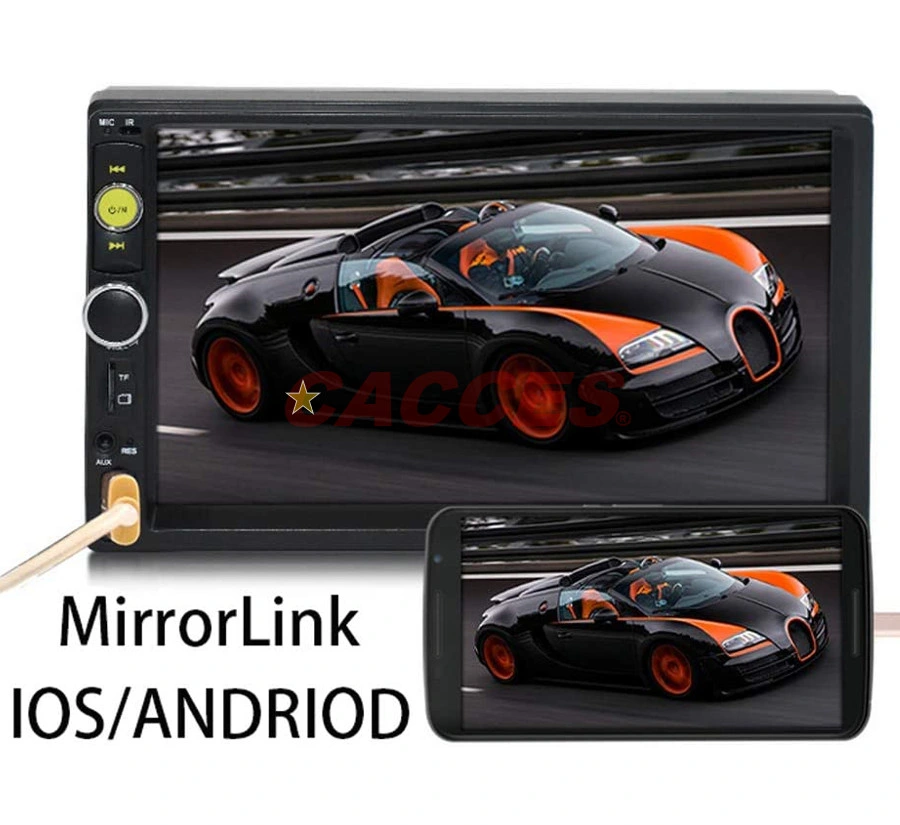 7 Inch Double-DIN Car Stereo,Mobile Mirrorlink,Steering Wheel Control,800*480 IPS,Fast Phone Charge,Wireless Bluetooth,HD Touchscreen W/Backup Camera MP5 Player