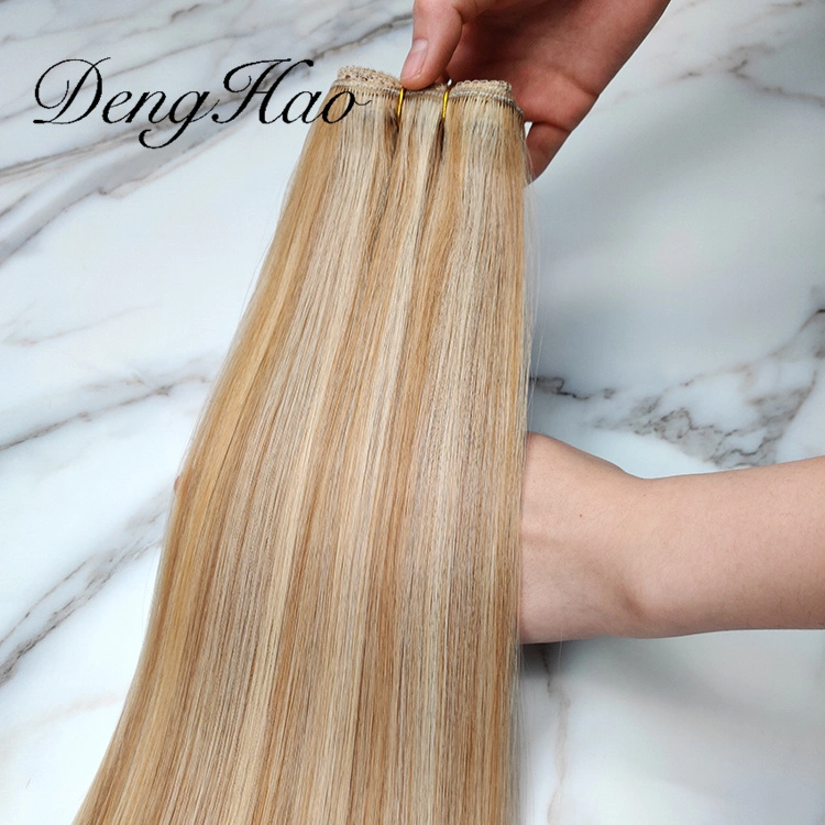 High quality/High cost performance  100% Human European Hair Weft Hair Extension Natural Hair Denghao