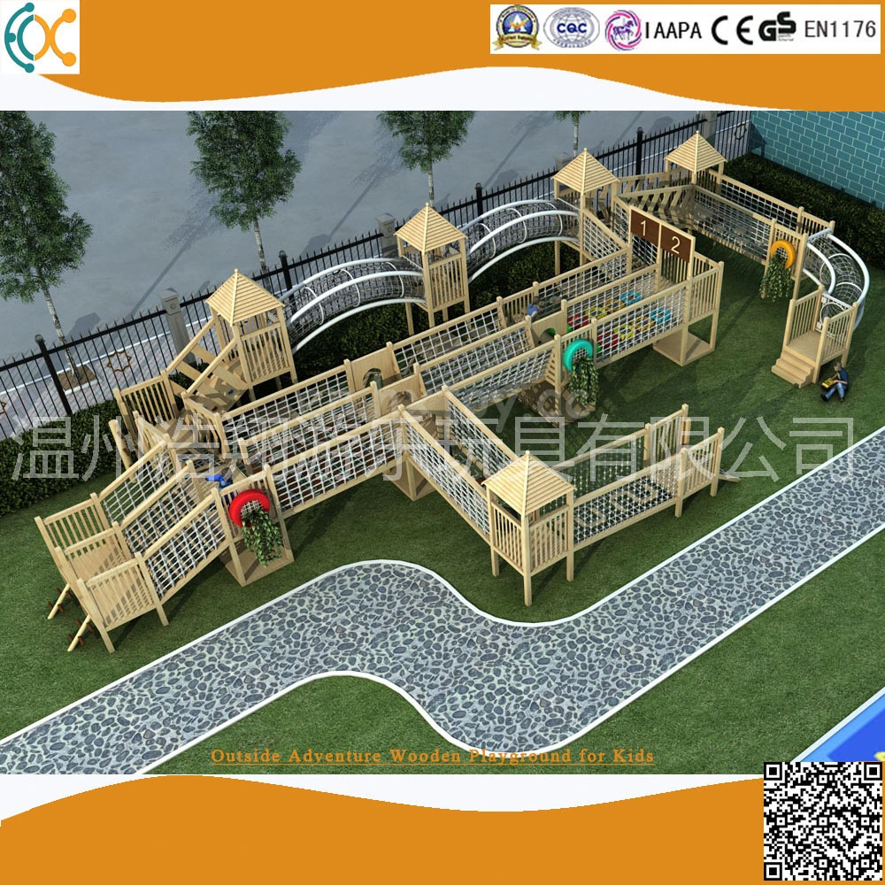 Customized Children Wood Playsets Outside Adventure Wooden Playground for Kids