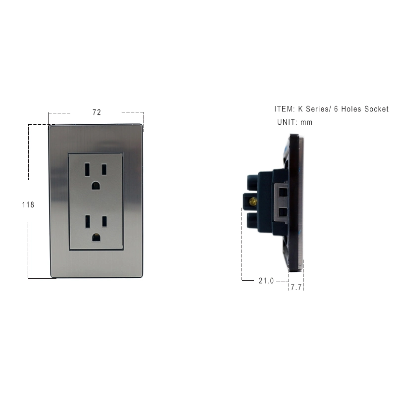 Südamerikanischer Standard Edelstahl 6 Pins Steckdose 16A