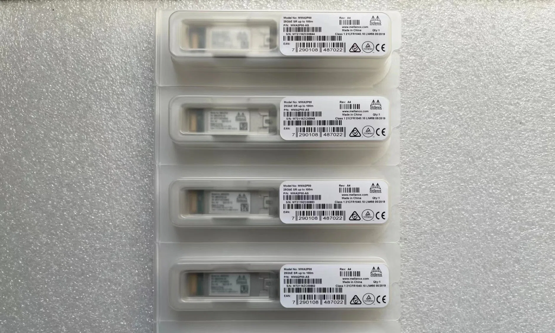 El MMA Mellanox2p00-como MMA2p00-Asht 25gbe SFP SR28 Mmf LC-LC 850nm Sr 85C 100m módulo transceptor óptico Mellanox